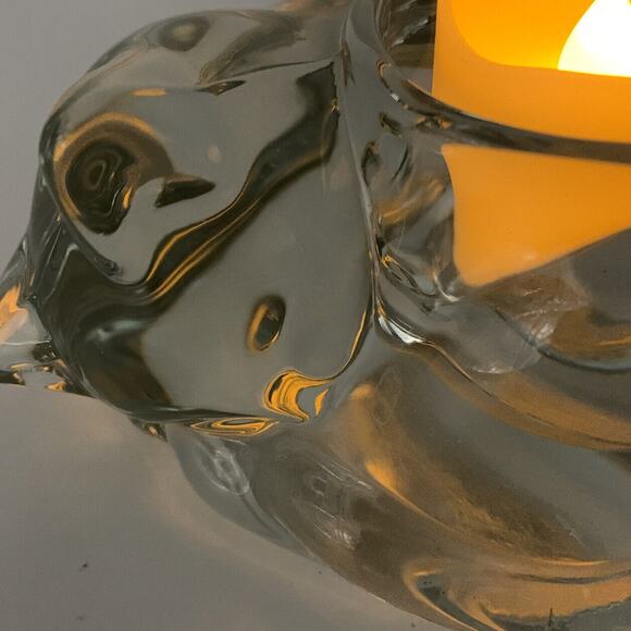 Vtg Indiana Glass Clear Sleeping Kitty Cat Votive Tealight Holder Paper Weight - Picture 10 of 11